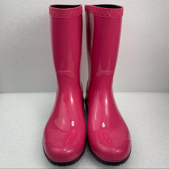 UGG Rubber Mid Rain Boots Bright Pink - Girls 5 - Picture 2 of 9